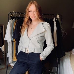 Charlotte Russe Faux-Suede Belted Moto Jacket